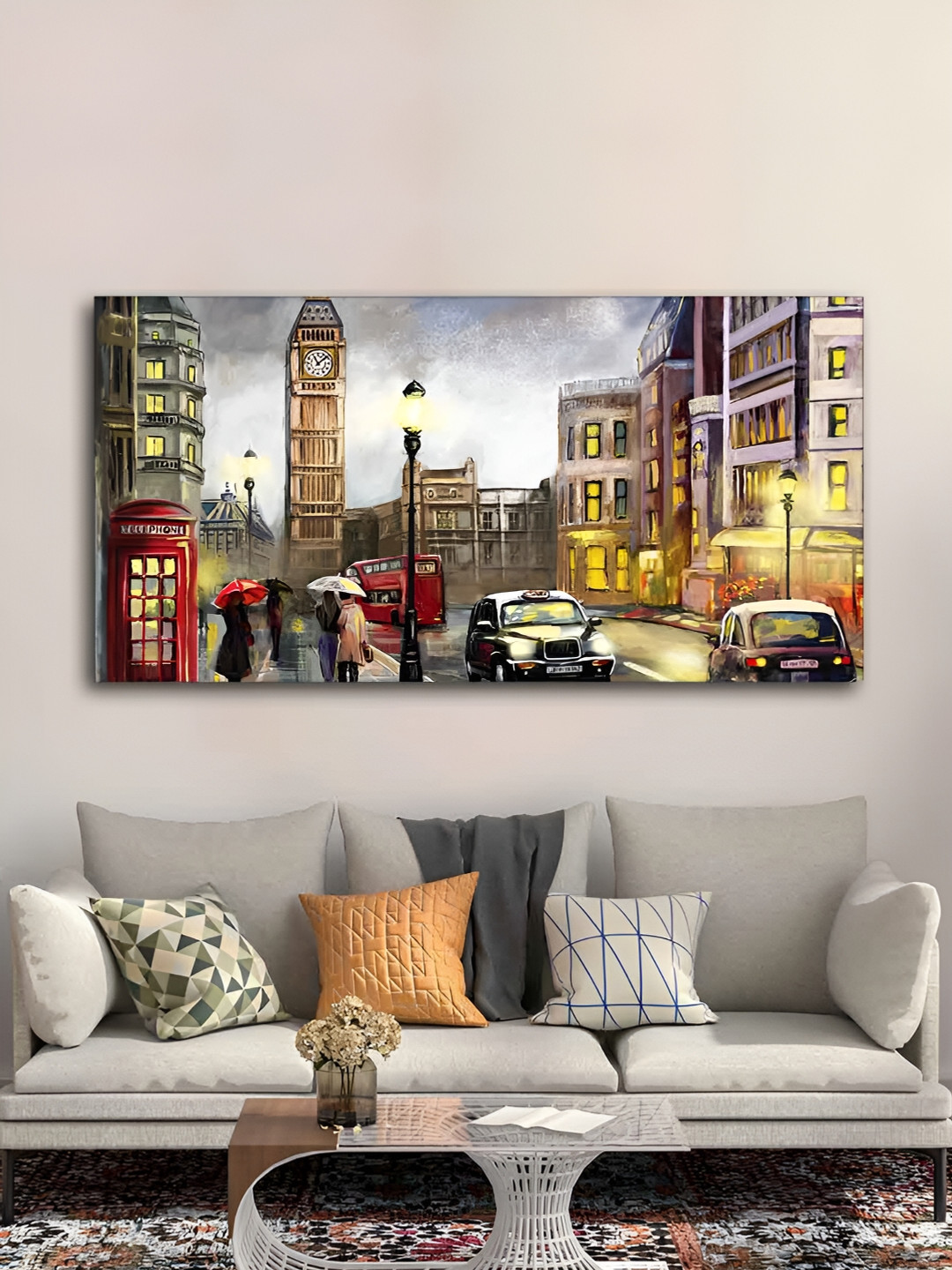VibeCrafts London Premium Canvas Wall Rectangle Paintings Wall Art - 24 x 48In
