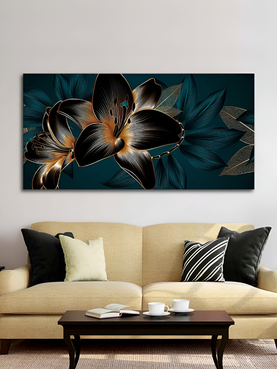 VibeCrafts Flower Canvas Wall Living Room Rectangle Paintings Wall Art -24.02 x 1.22In