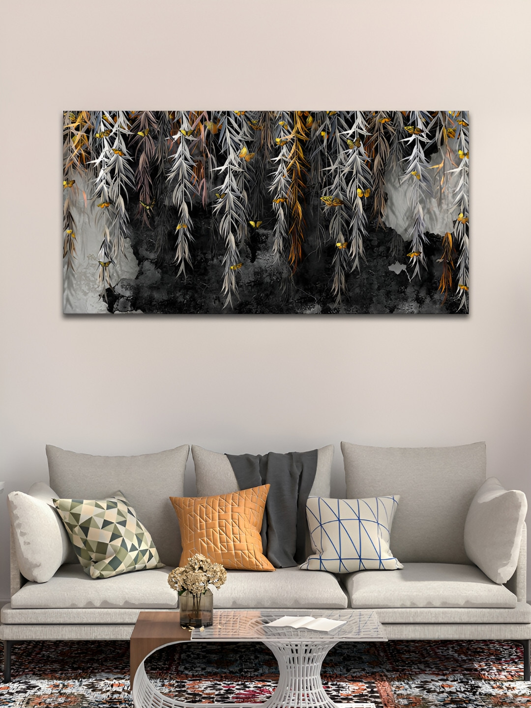 VibeCrafts Willow Branches Canvas Wall Rectangle Paintings Wall Art - 48x24In