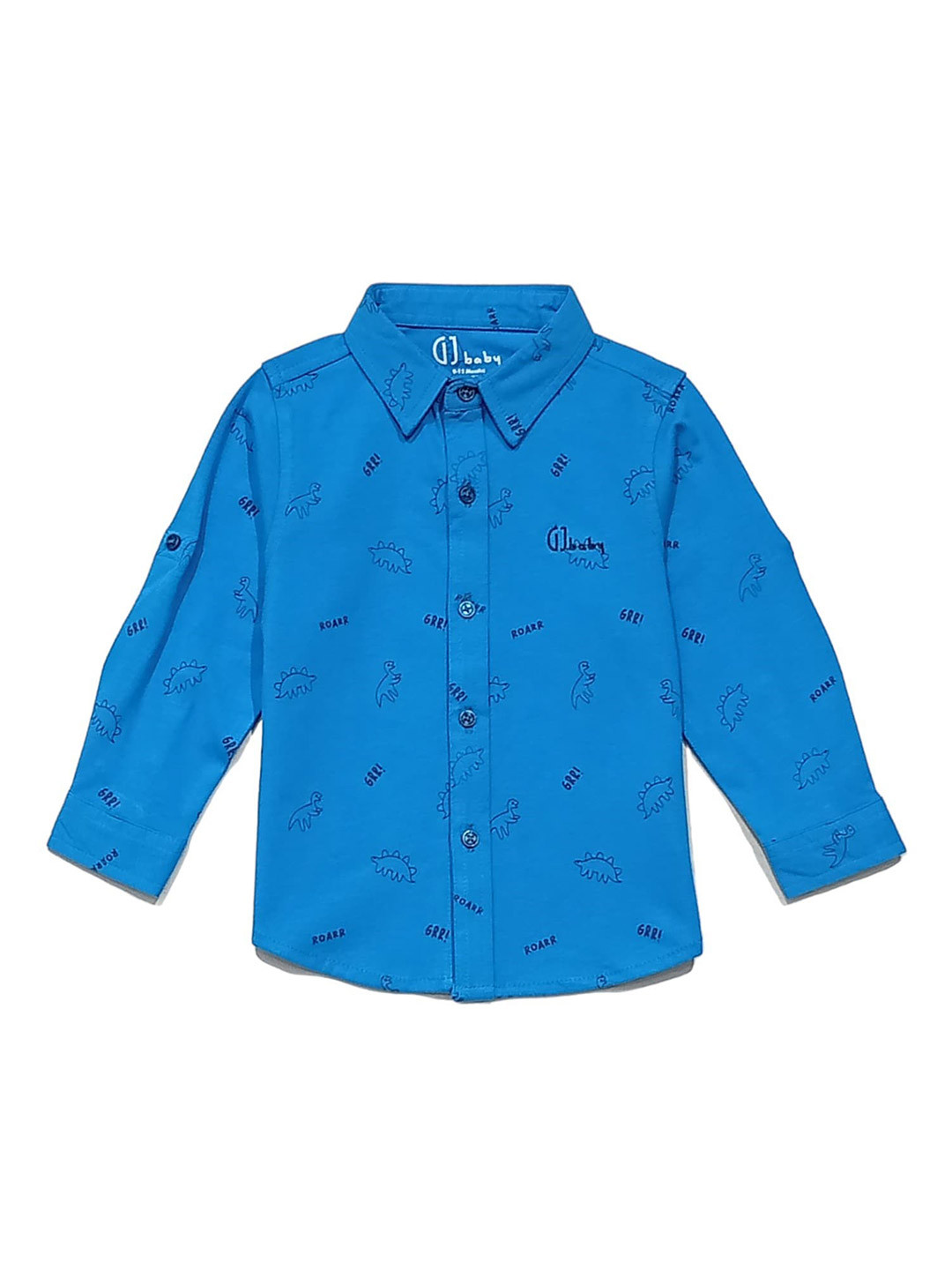 GJ baby Infant Boys Conversational Printed Cotton Roll-Up Sleeves Casual Shirt