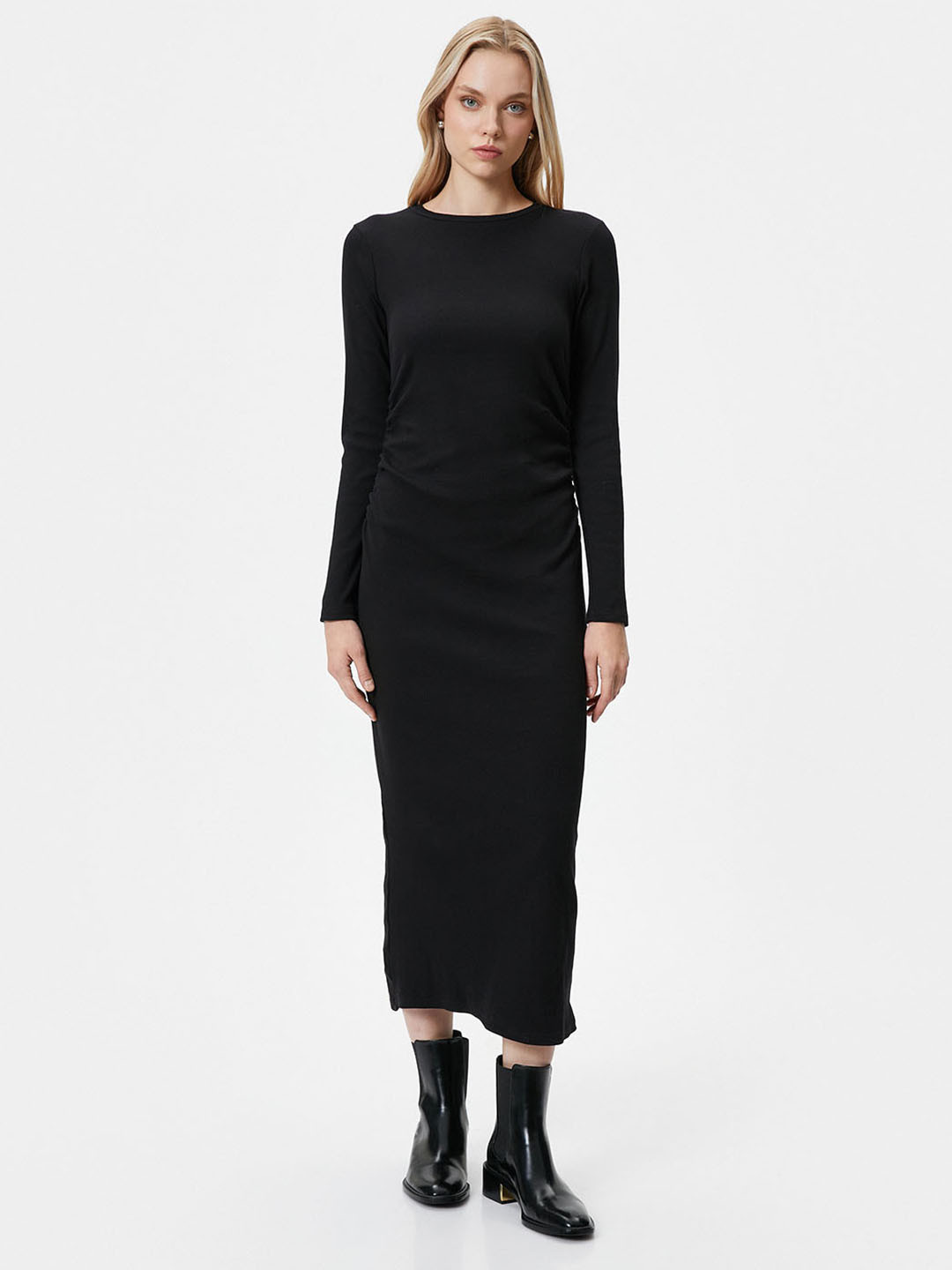 Koton Long Sleeves Boat Neck Bodycon Midi Dress