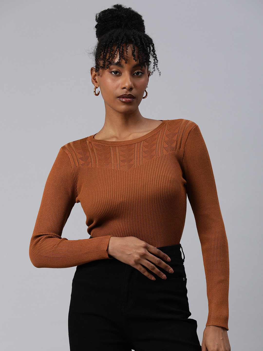 London Rag Geometric Self Design Boat Neck Pullover