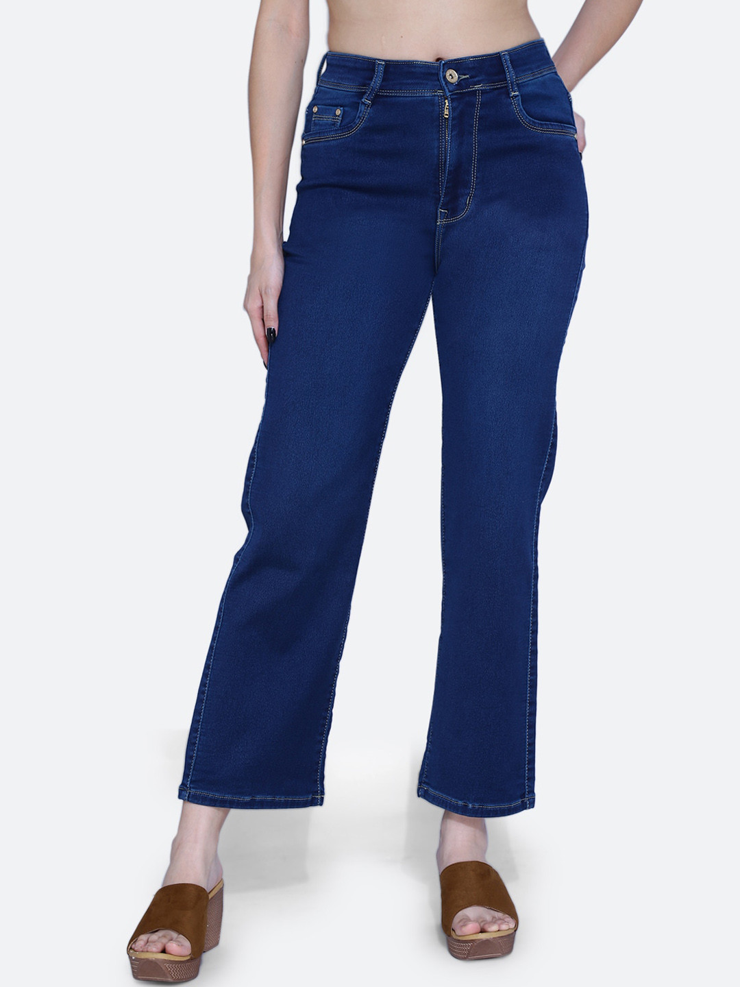 FCK-3 Women Erik Wide Leg High-Rise Clean Look Stretchable Jeans