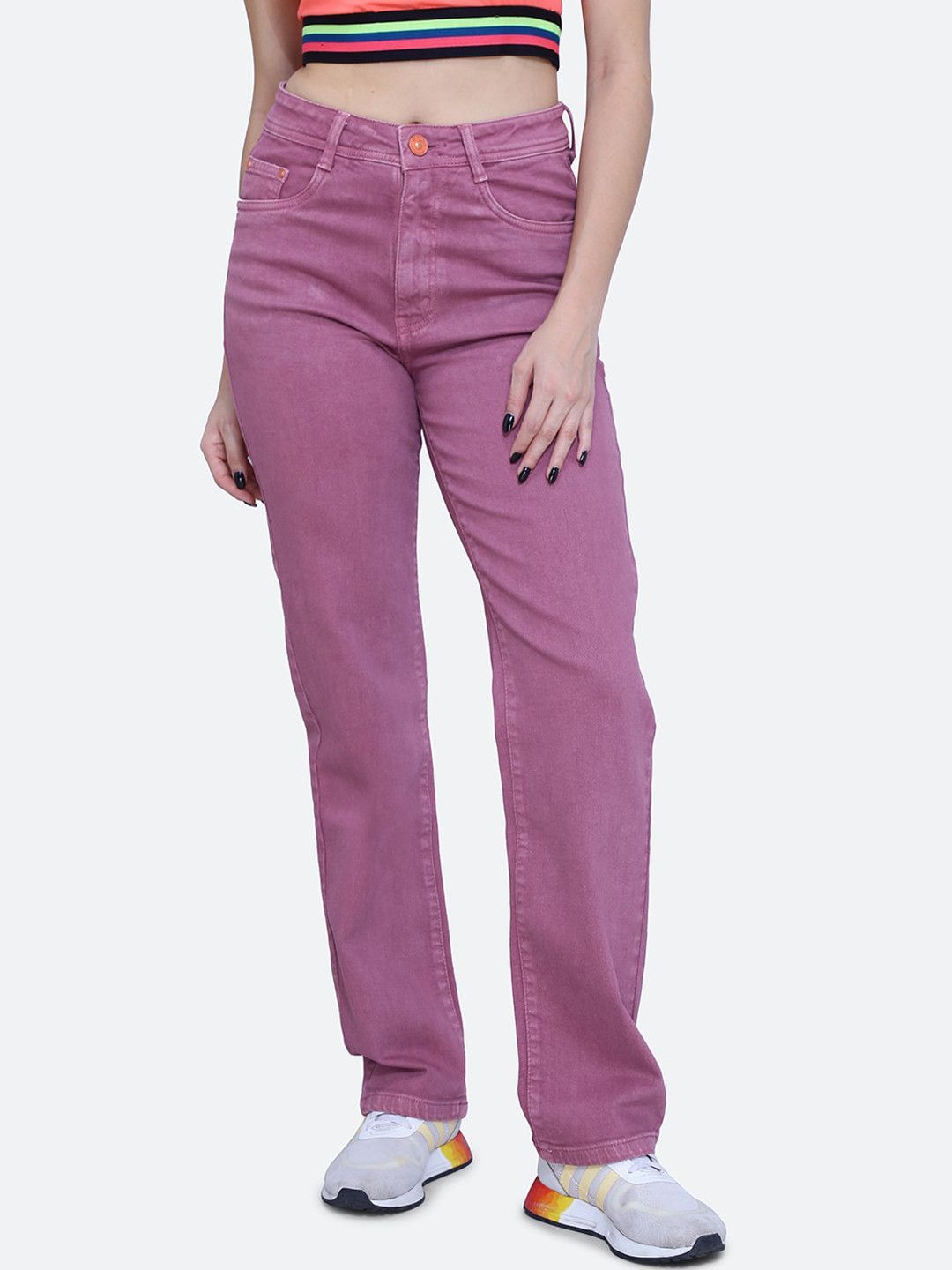 FCK-3 Women Super Straight Fit High-Rise Clean Look Stretchable Jeans