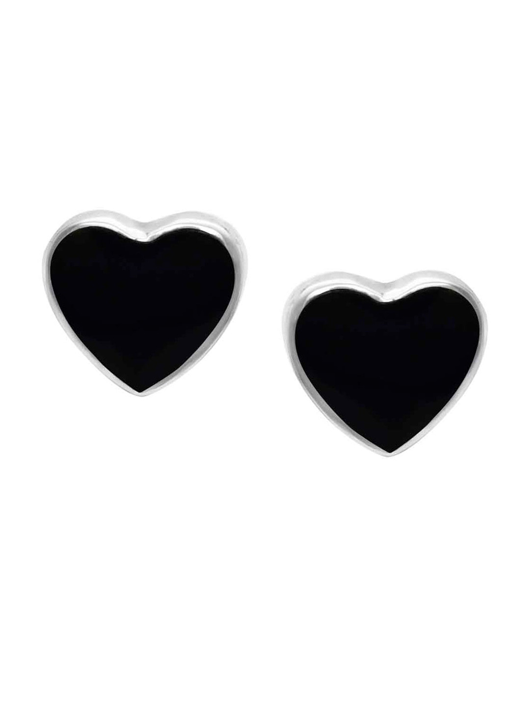 Abhooshan 92.5 Sterling Silver Heart Shaped Mother of Pearl Stud Earrings