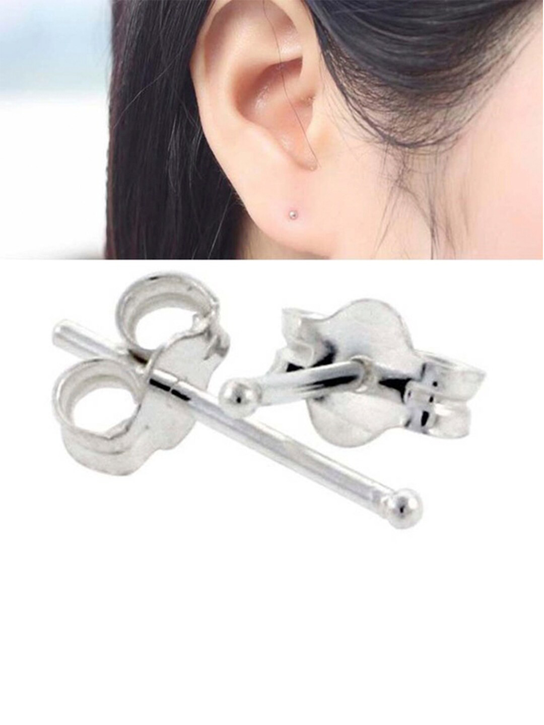 Abhooshan 925 Silver Ball Stud Earrings