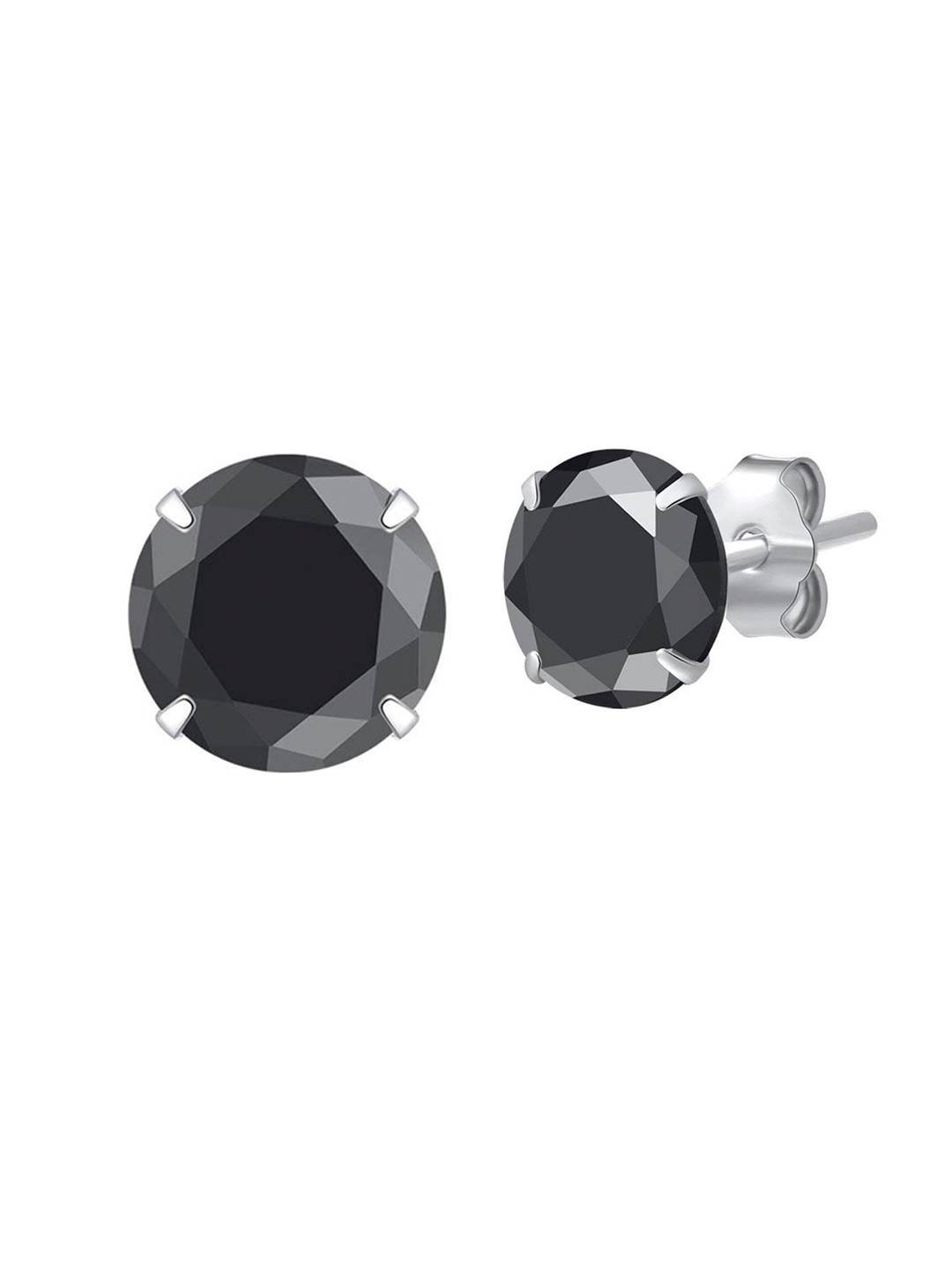 Abhooshan 925 Silver Black CZ Studs Earrings