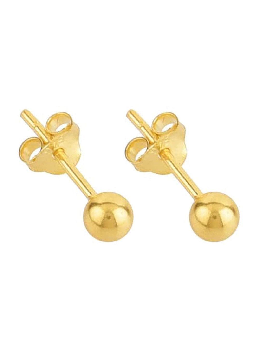 Abhooshan 925 Silver Gold Plated Ball Stud Earrings