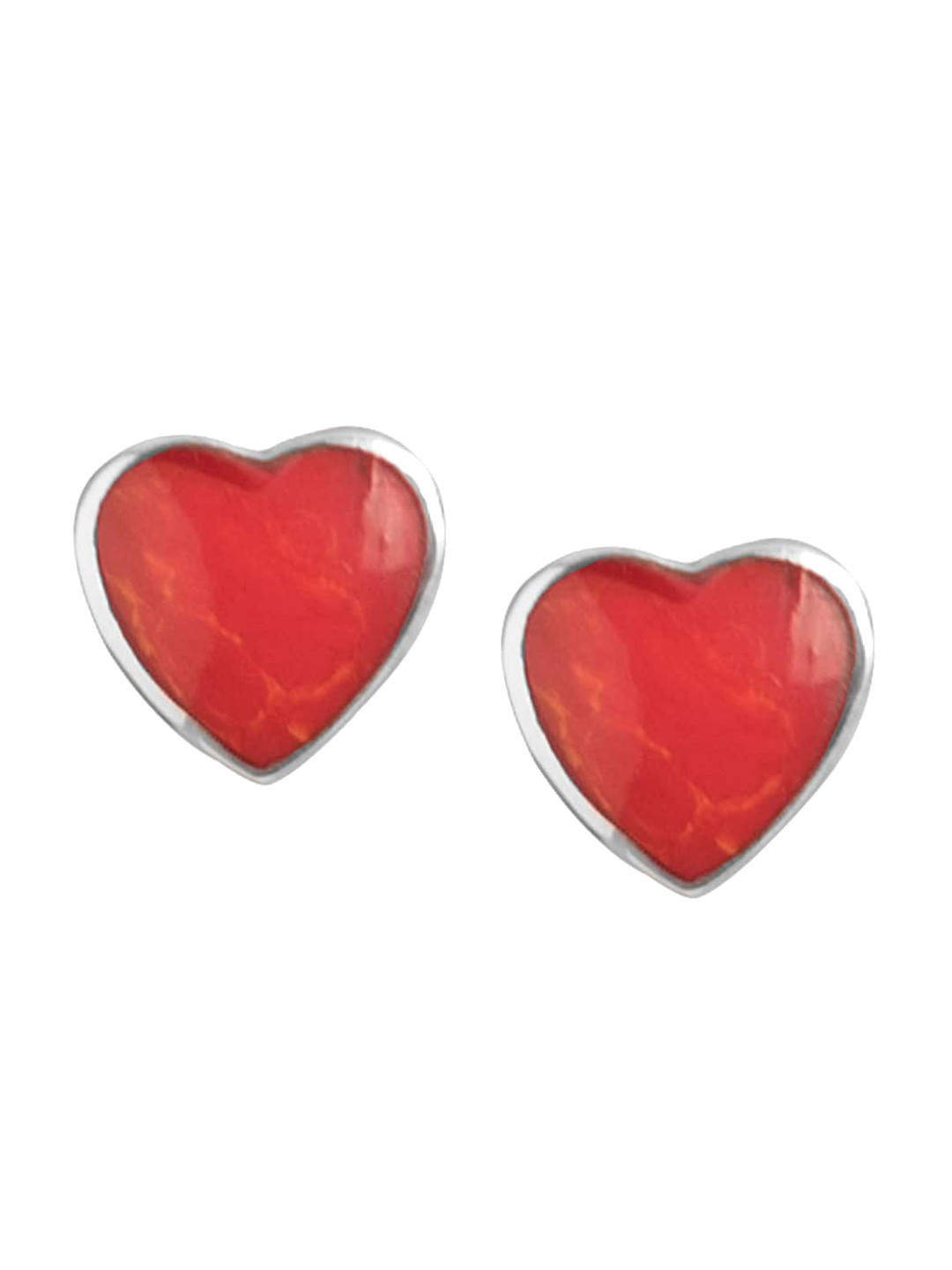 Abhooshan Sterling Silver Heart Shaped Studs Earrings