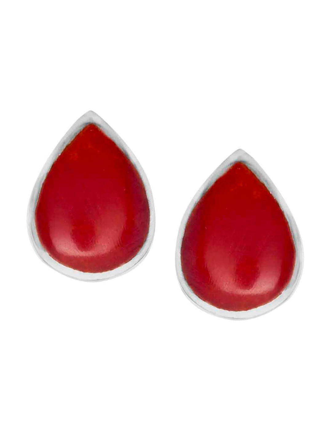 Abhooshan Sterling Silver Teardrop Shaped Studs Earrings