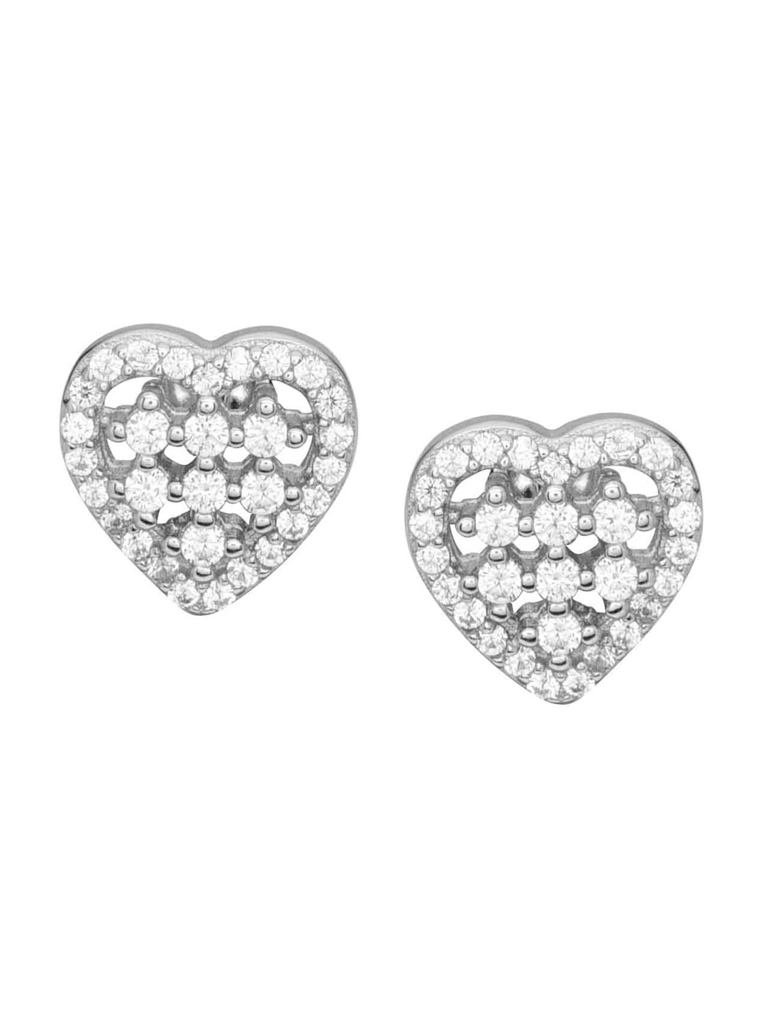 Abhooshan Sterling Silver Heart Shaped Studs Earrings