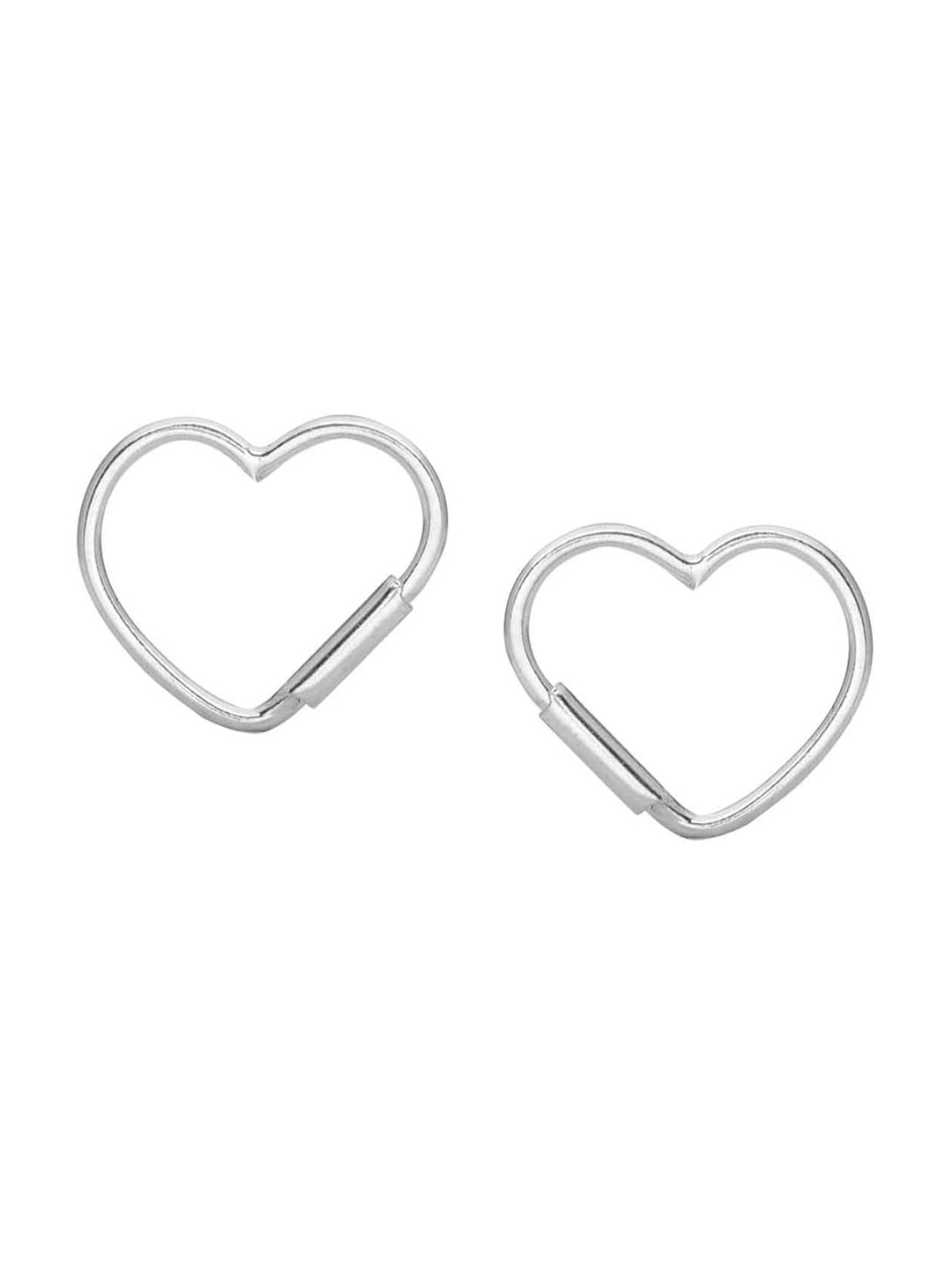 Abhooshan 92.5 Sterling Silver Heart Shaped Hoop Earrings