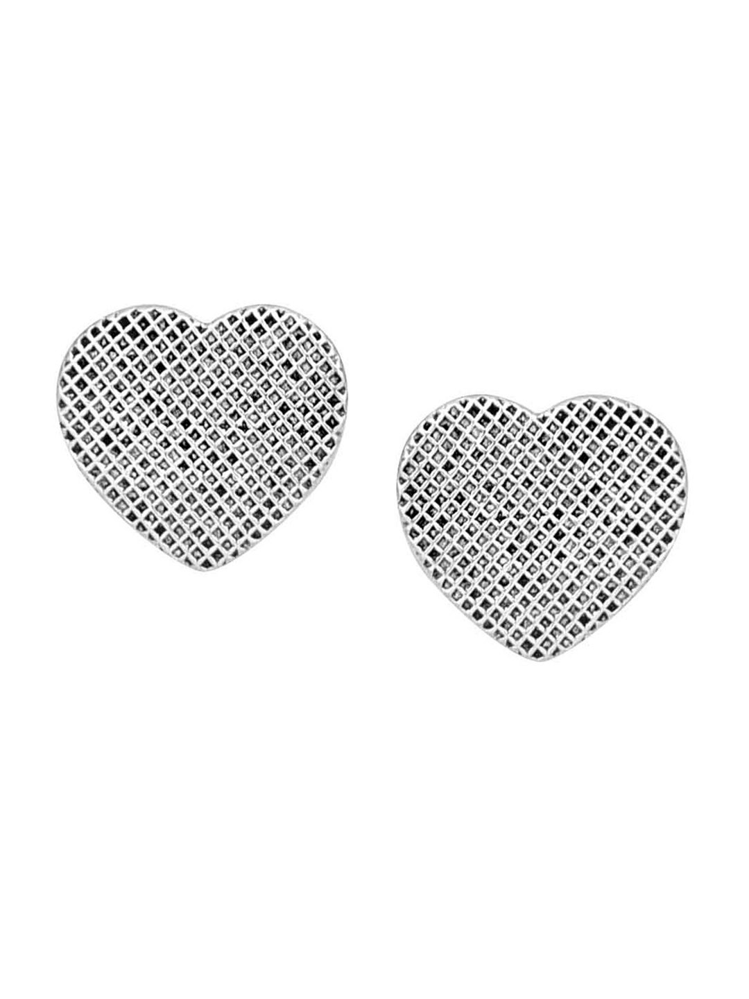 Abhooshan 925 Sterling Silver Heart Shaped Studs Earrings
