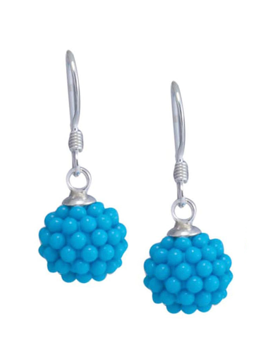 Abhooshan Sterling Silver Turquoise Beaded Contemporary Drop Earrings