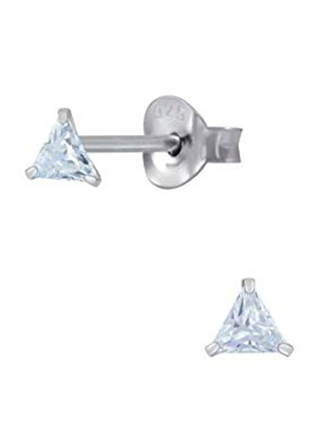 Abhooshan 925 Silver Triangle CZ Stud Earrings