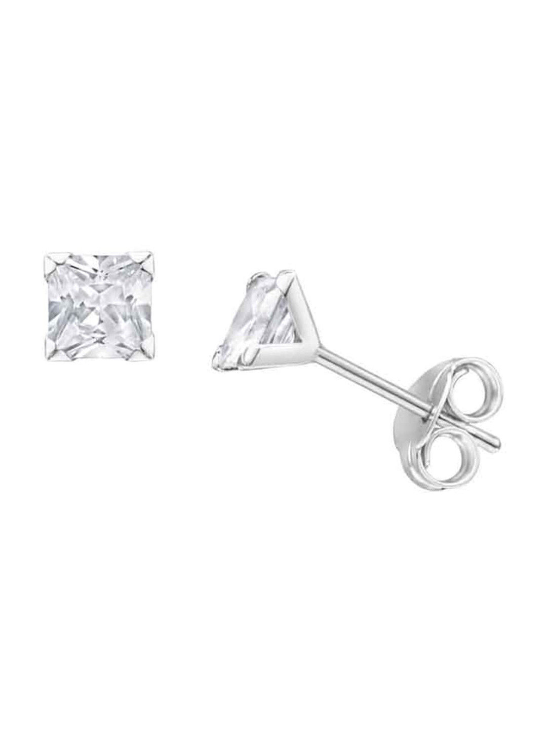 Abhooshan 925 Silver Square CZ Stud Earrings