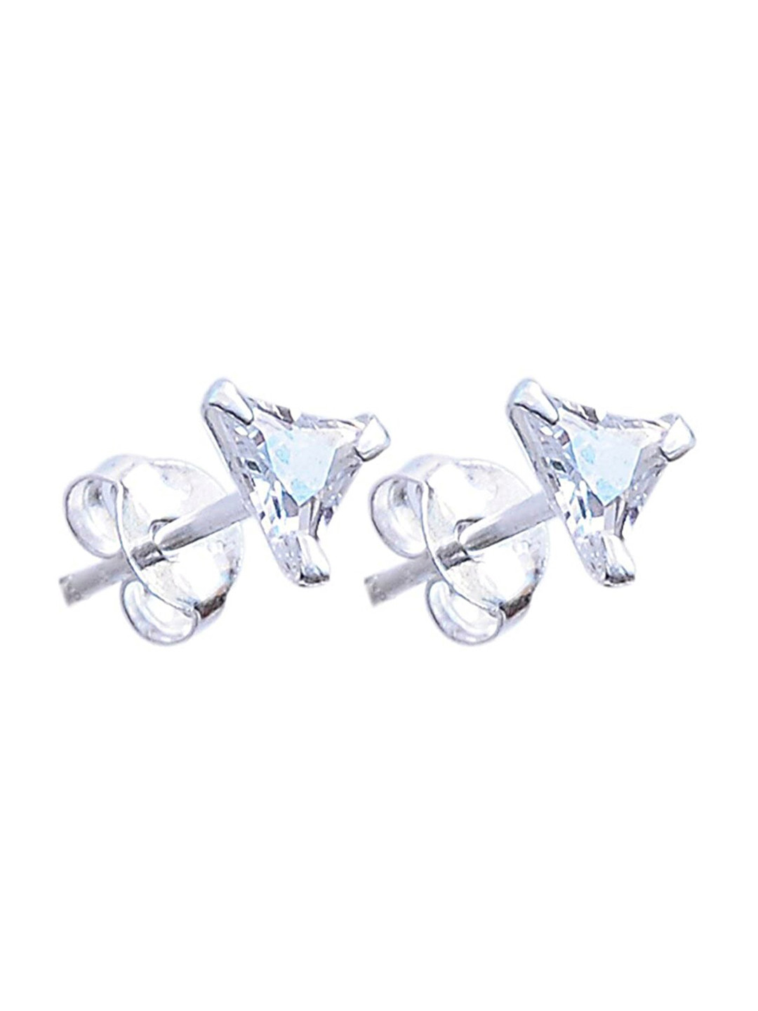 Abhooshan 925 Silver Triangle CZ Stud Earrings