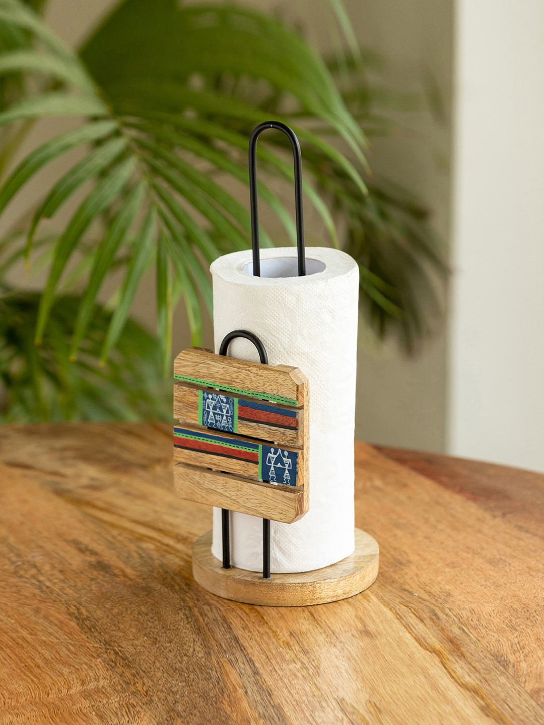 ExclusiveLane Blue and Brown The Deserted Brown Wooden & Iron Tissue Roll Holder