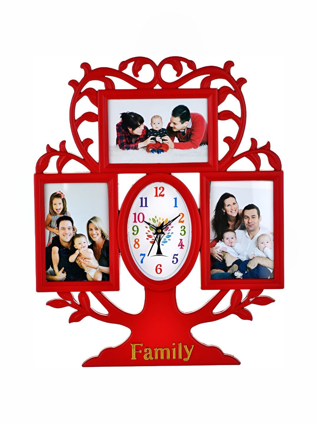 Attractionz Red and White Analogue Contemporary Wall Clock
