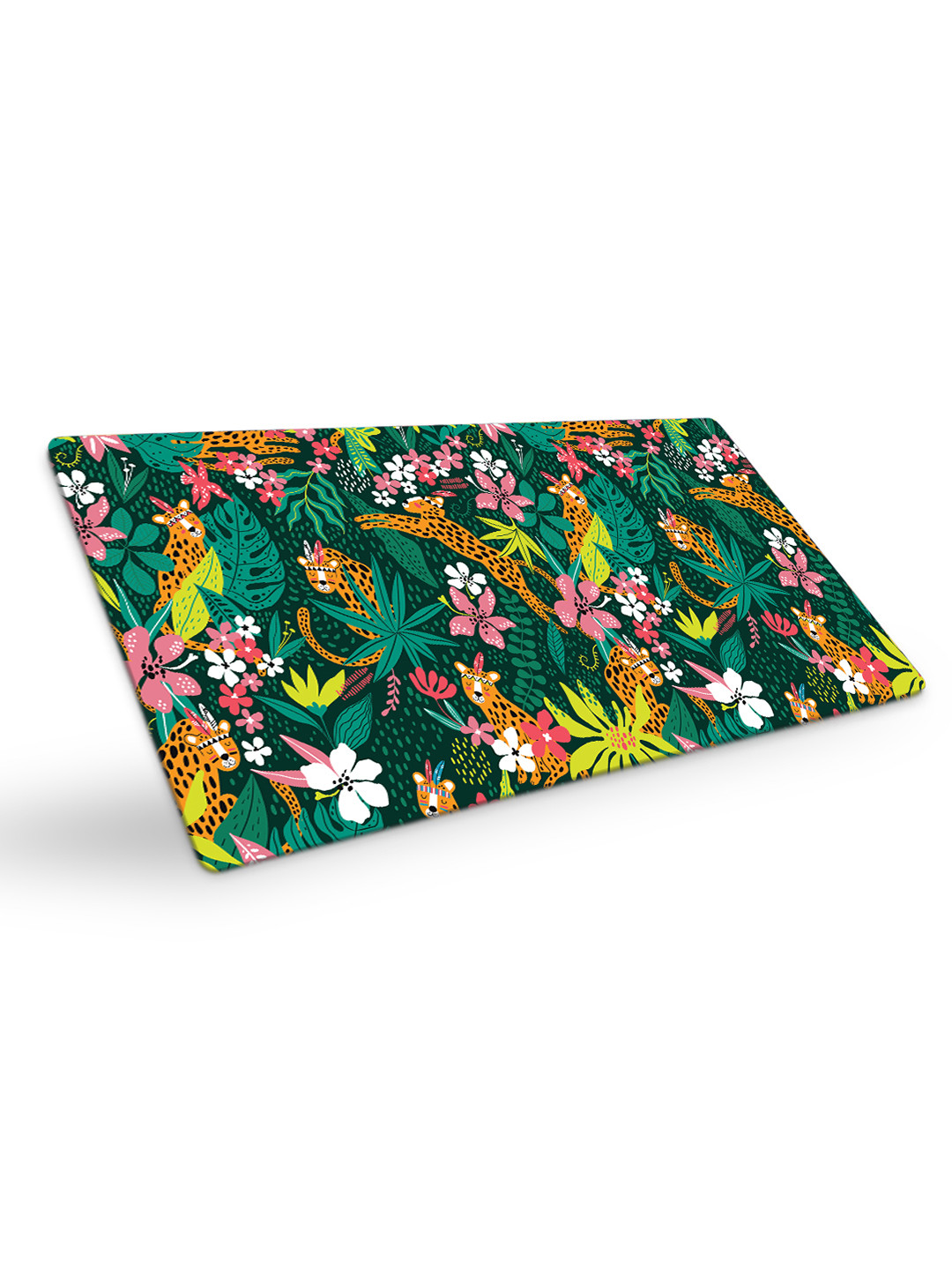 Gathari Green & Pink Floral Printed Spill Resistant Desk Table Mat