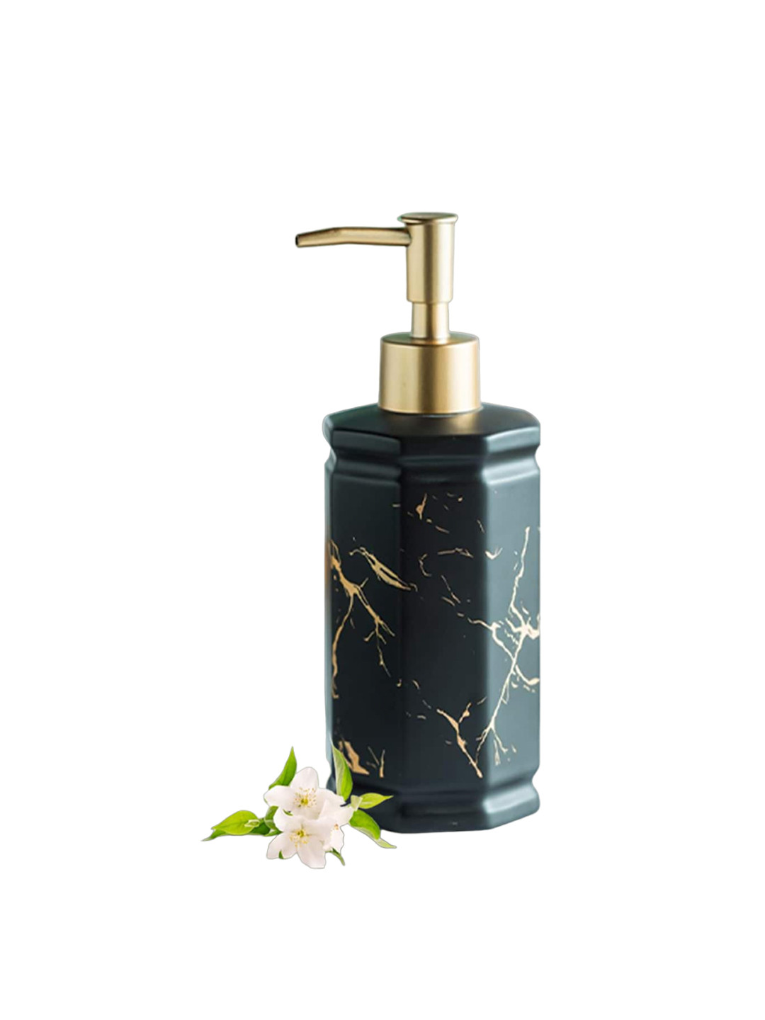 Ekhasa Black & Gold Toned Textured Ceramic Soap Dispensers 300 ml