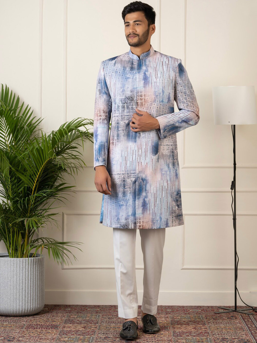 TheEthnic.Co Sequin-Embriodered Sherwani Set