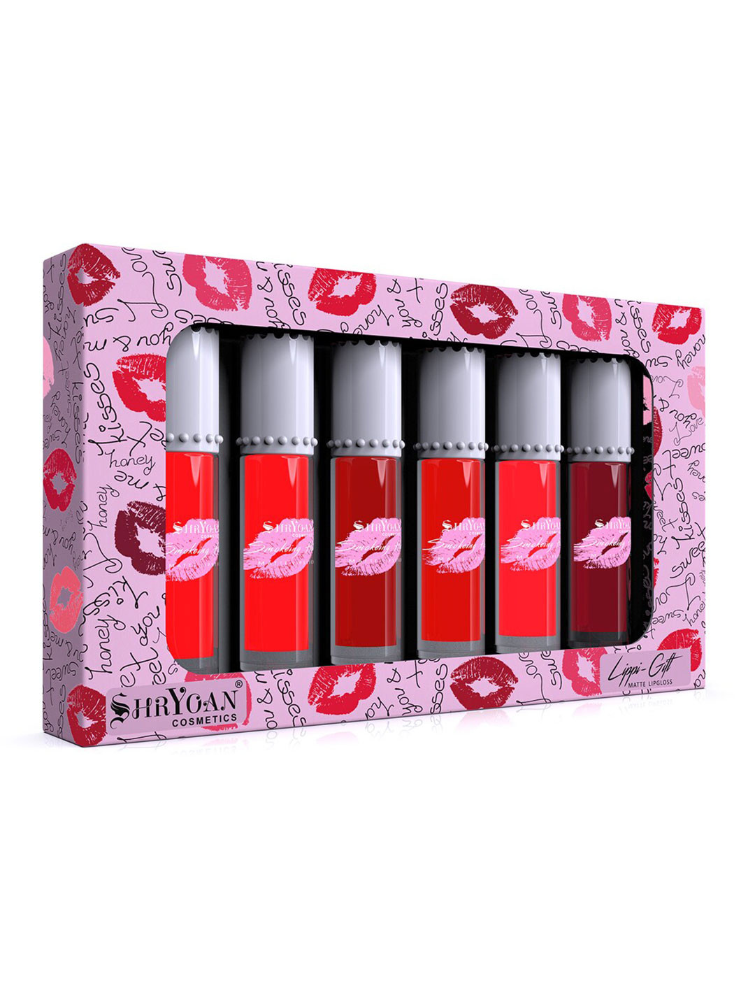 SHRYOAN Set Of 6 Lippi Gift Matte Lip Gloss 6ml Each - Mix Red