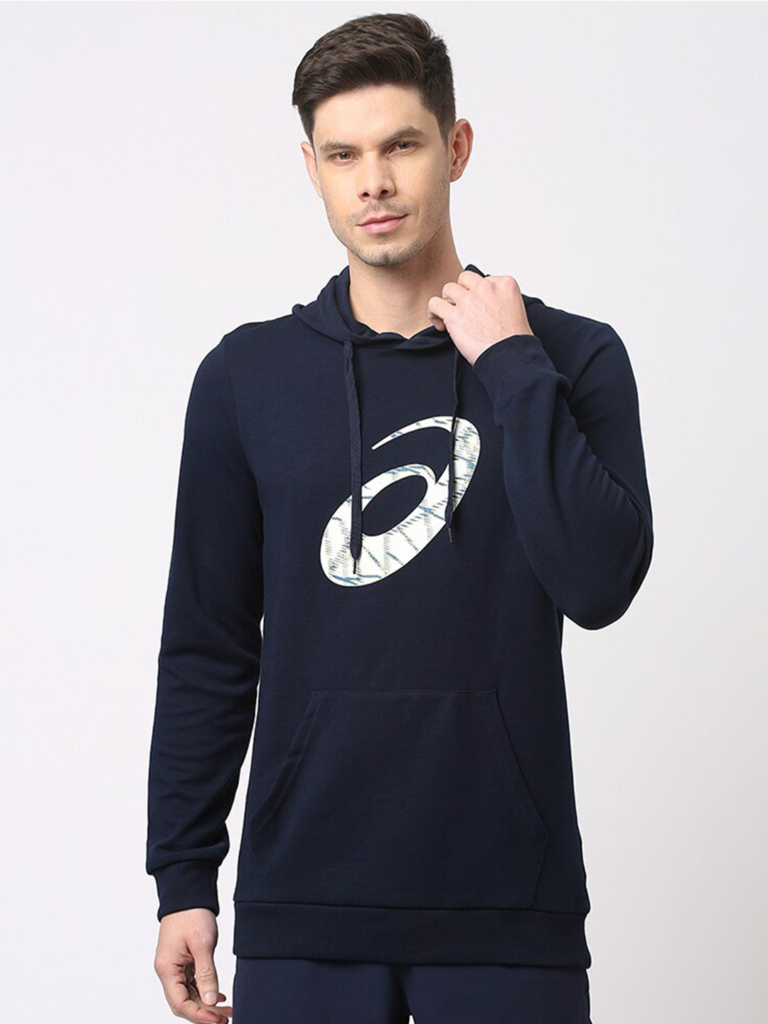 ASICS Big Spiral Logo Printed Hooded Pullover Sweatshirt