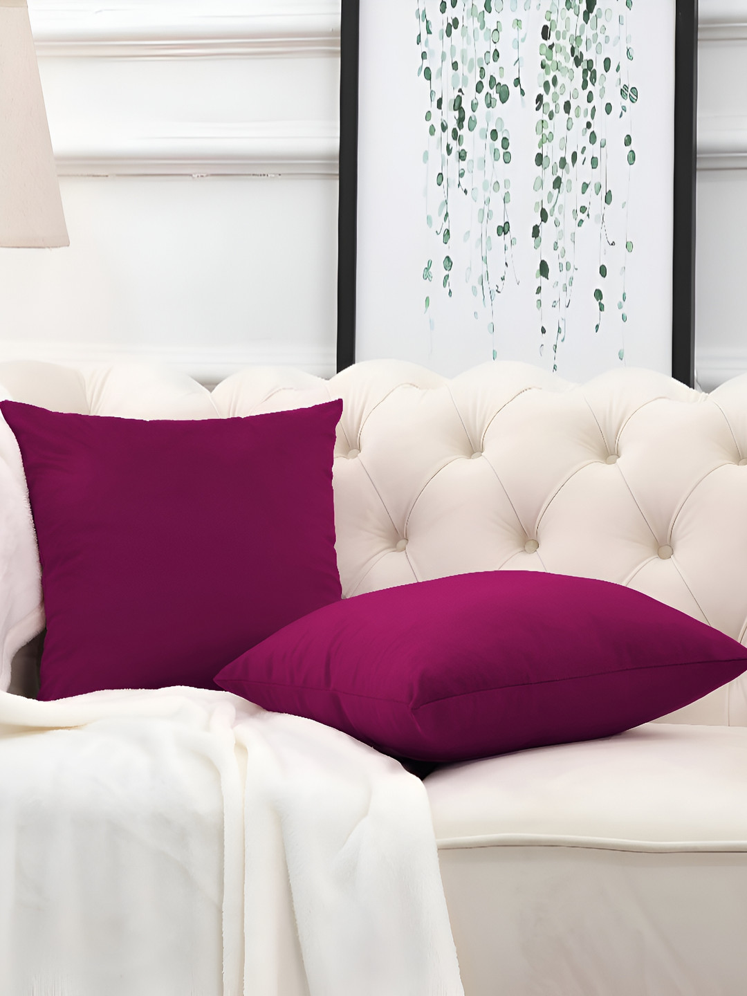 DADDY COOL Purple 2 Pieces Microfiber Filled Square Cushion With Covers