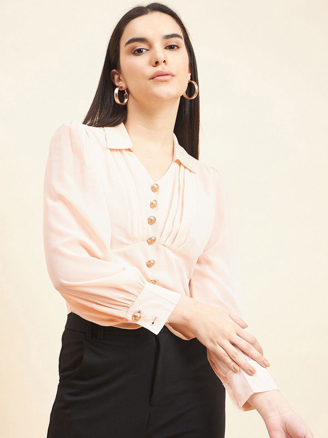 Gipsy Georgette Shirt Style Crop Top