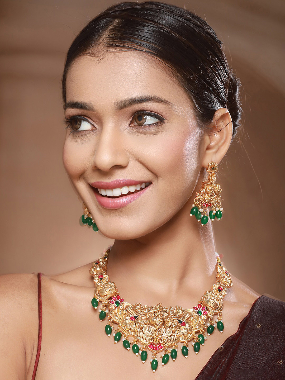 Saraf RS Jewellery Gold-Plated American Diamond Studded Divine Radha Krishna Jewellery Set