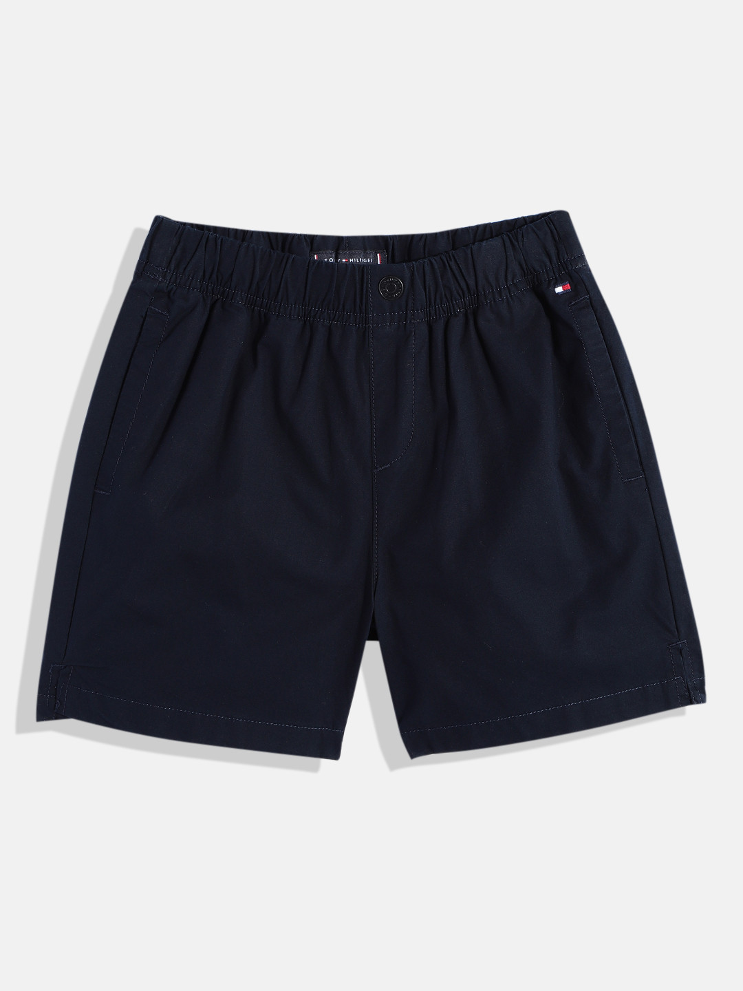 Tommy Hilfiger Boys Loose Fit Regular Shorts With Mini Side Slits & Button Detail