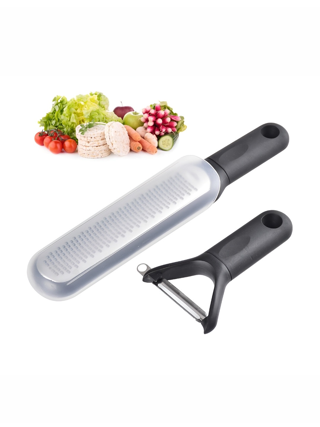 Bagonia Black Silver-Toned Stainless Steel Zseter With Peeler Kitchen Tools