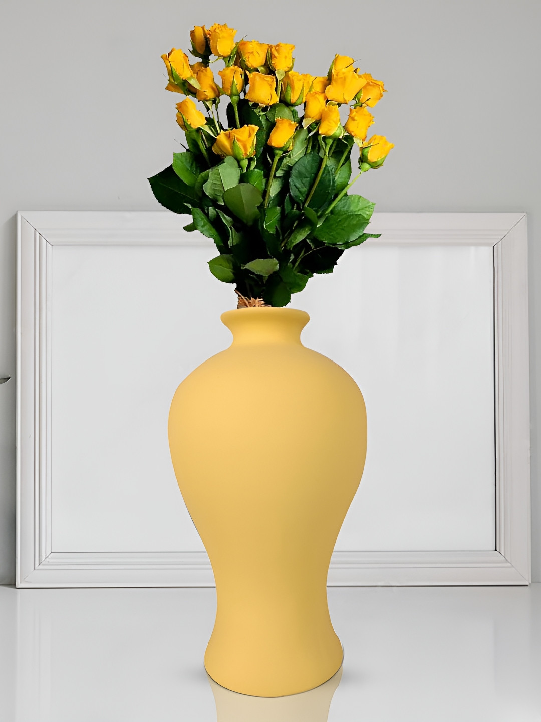 LASAKI Apsara Yellow Ceramic Flower Vase