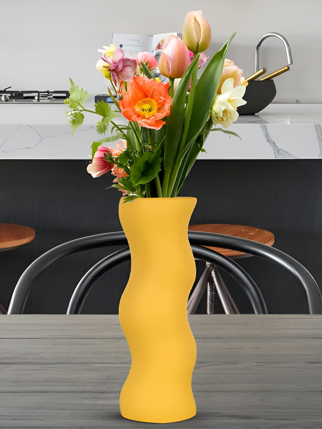 LASAKI Piper Yellow Ceramic Flower Vases