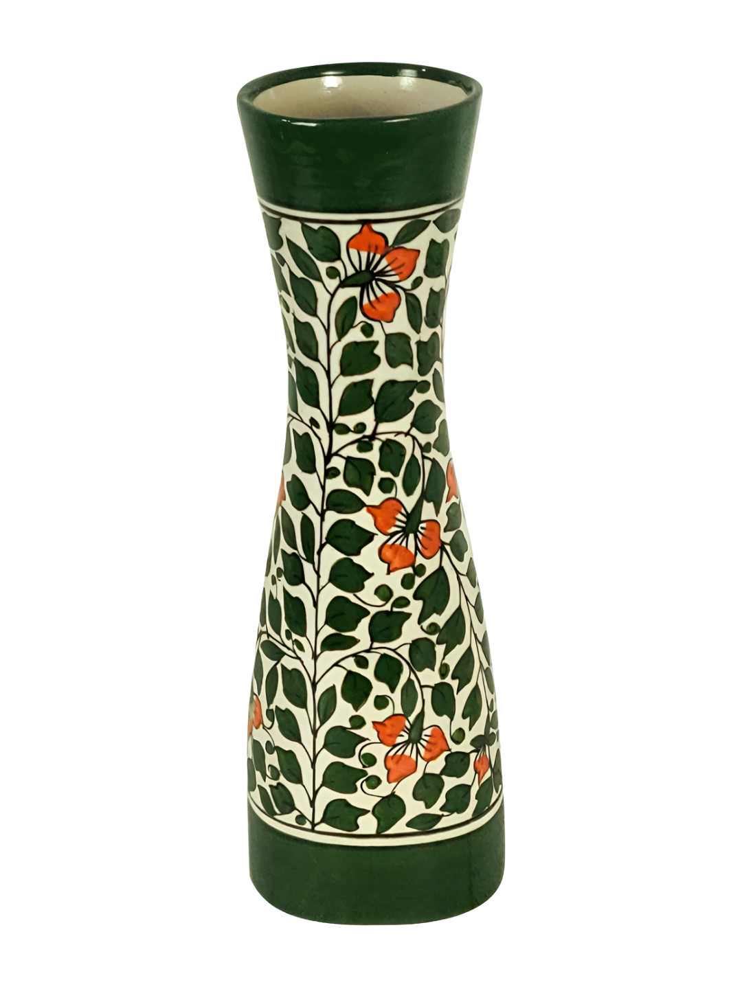LASAKI Arin Green & White Printed Ceramic Flower Vases