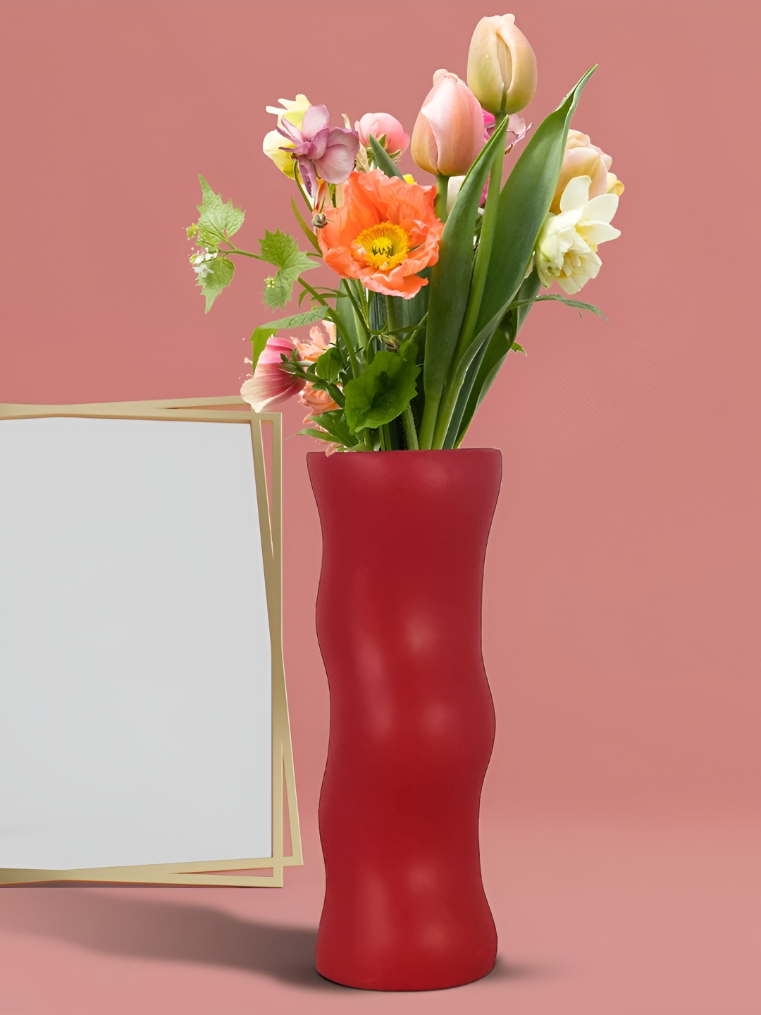 LASAKI Piper Red Ceramic Flower Vase