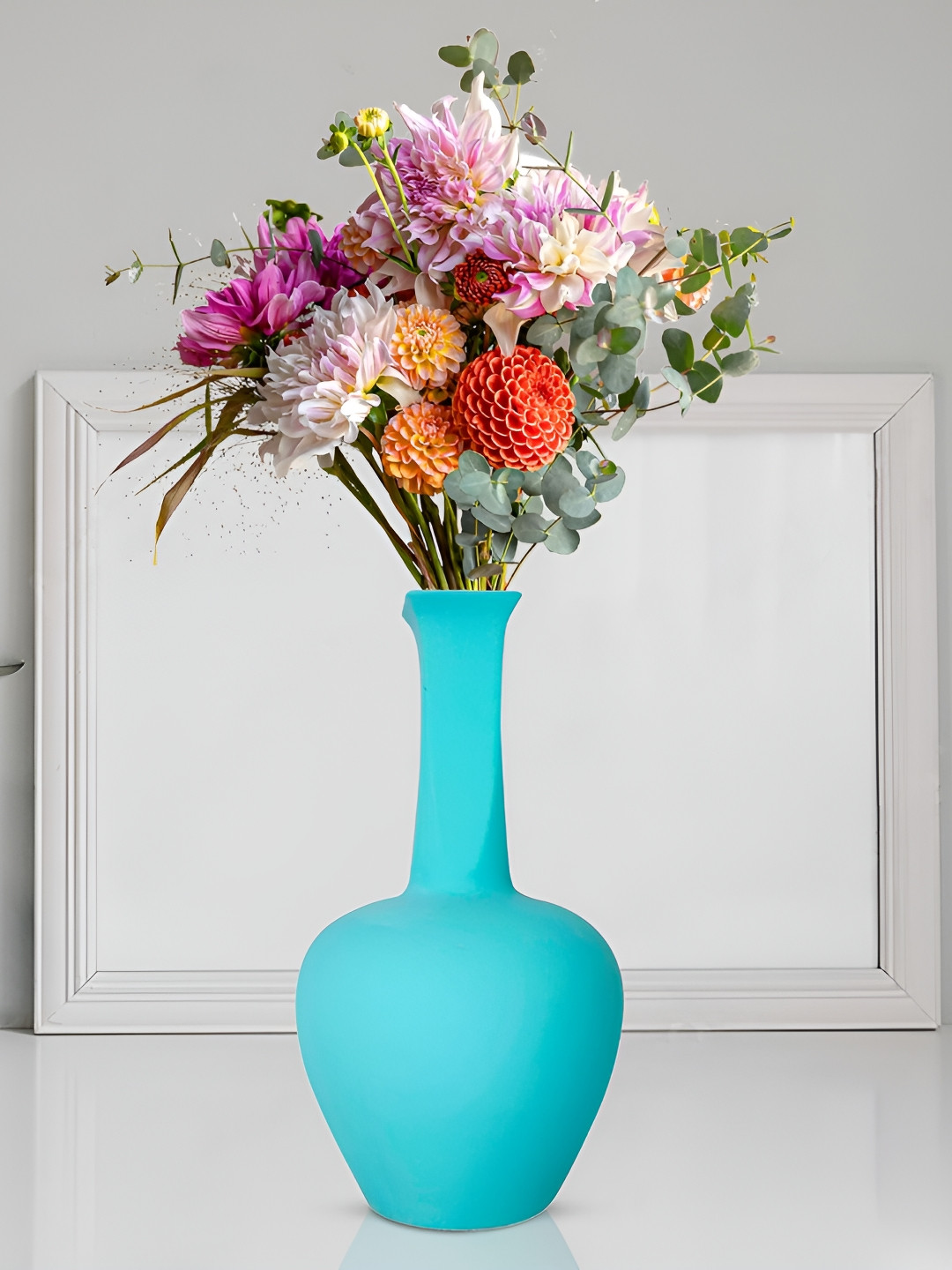 LASAKI Anjani Aqua Blue Ceramic Flower Vase