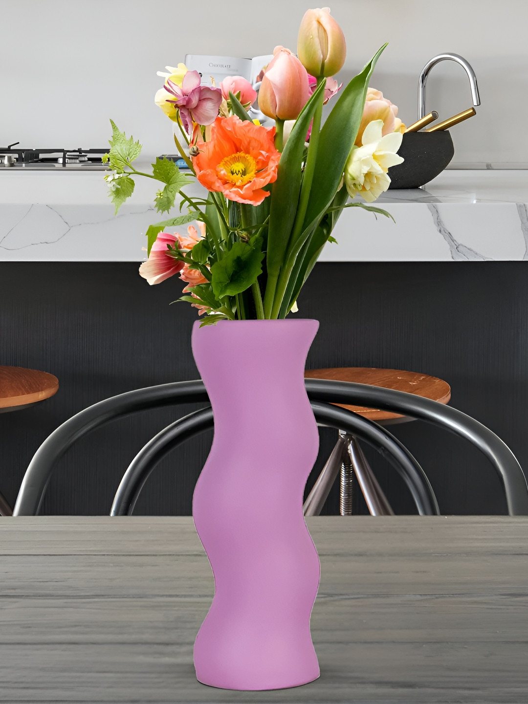 LASAKI Piper Purple Ceramic Flower Vase