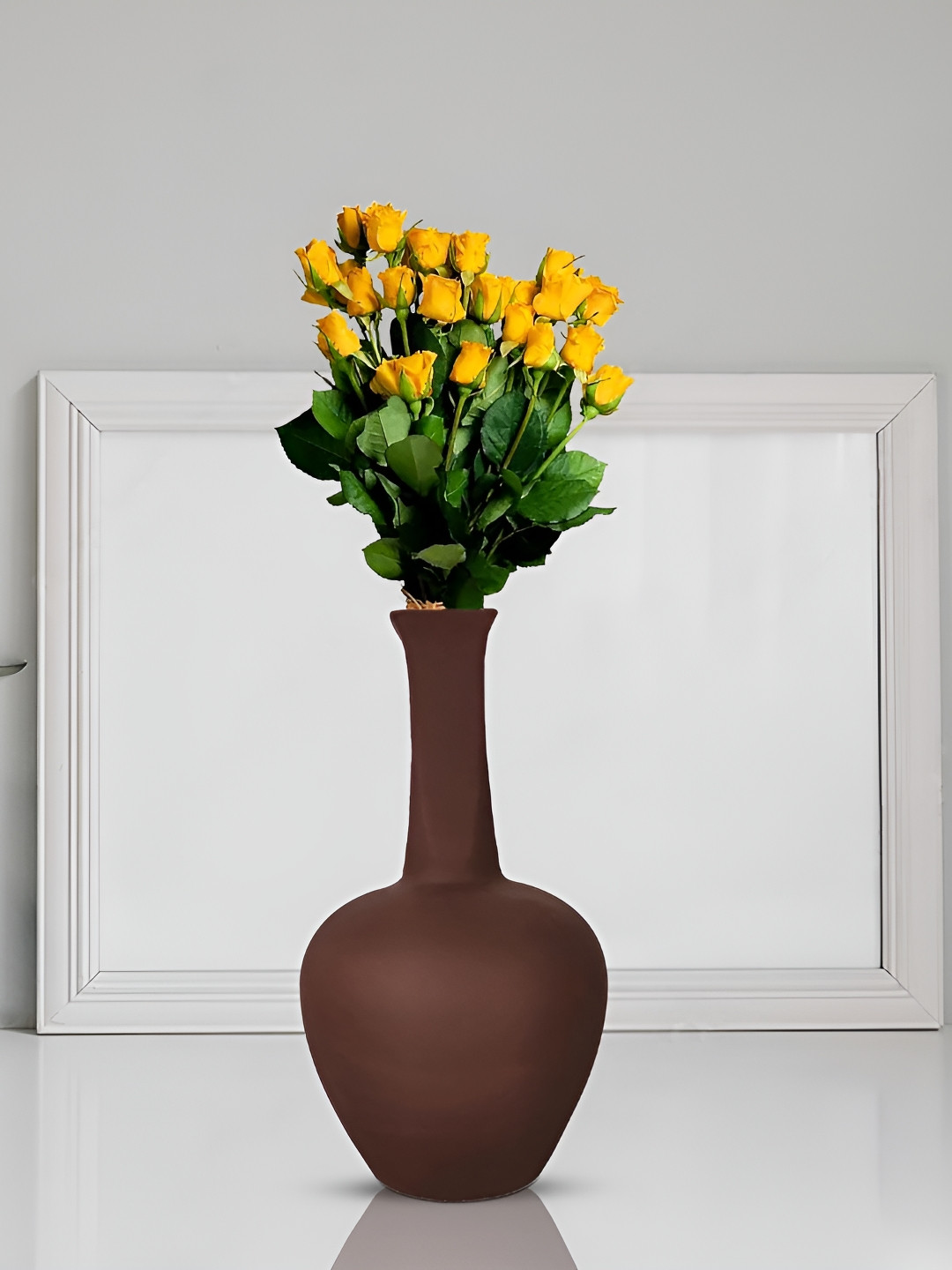 LASAKI Anjani Brown Ceramic Flower Vase