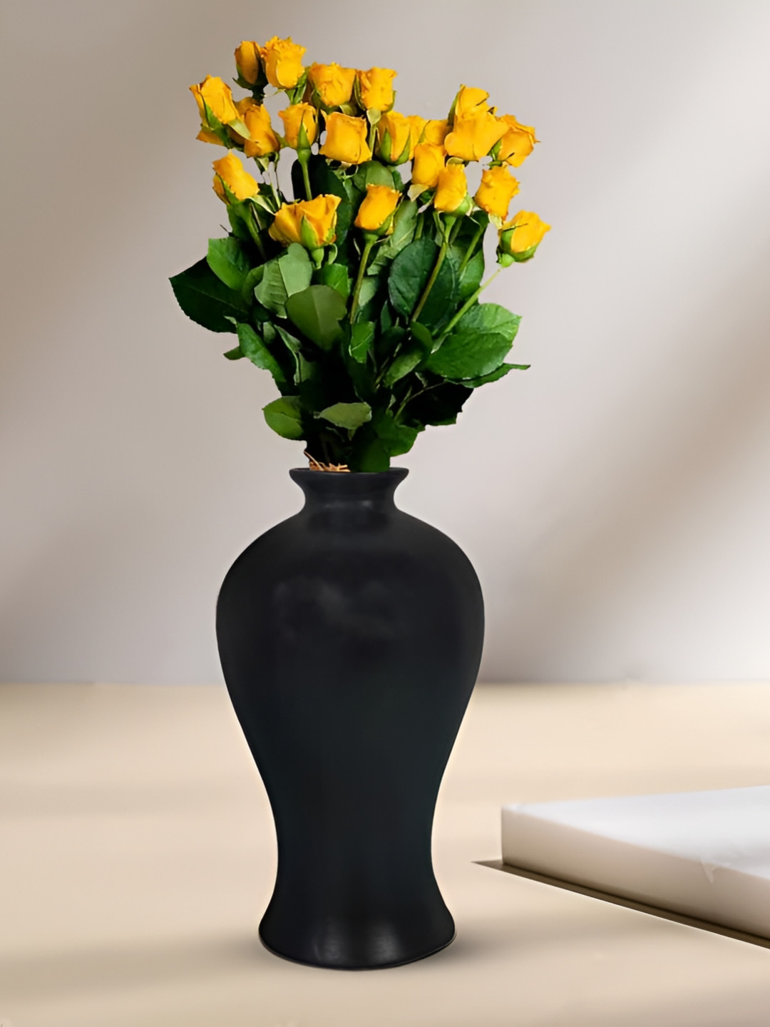LASAKI Apsara Black Ceramic Flower Vase