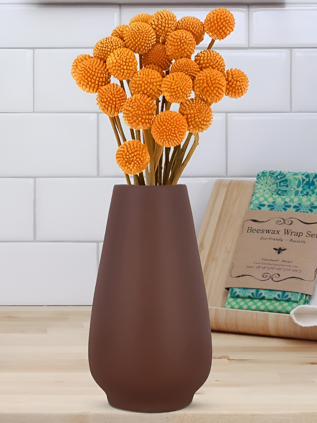 LASAKI Flavia Brown Ceramic Flower Vase