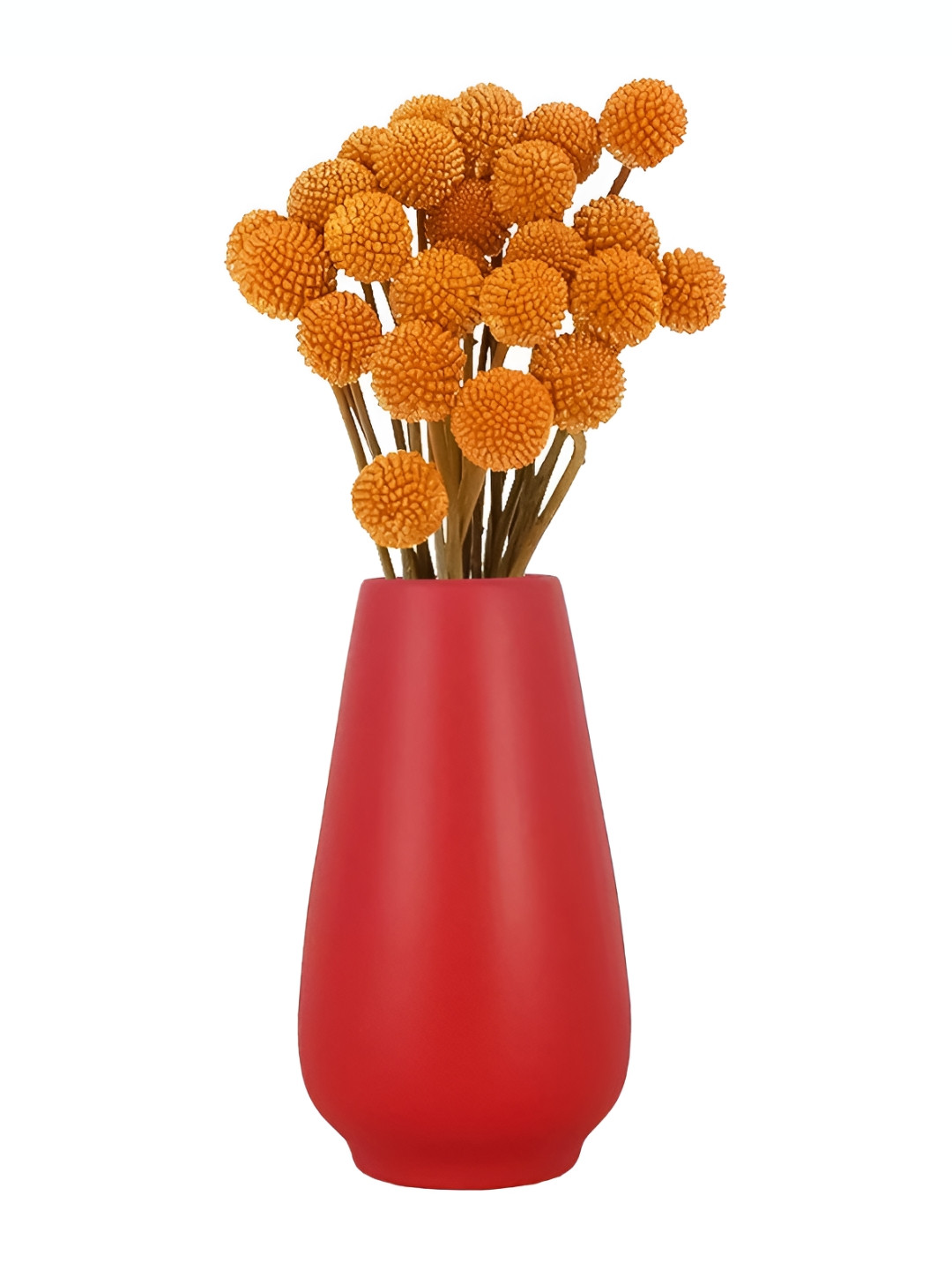 LASAKI Flavia Red Cylinderical Shape Matte Finish Ceramic Flower Vase