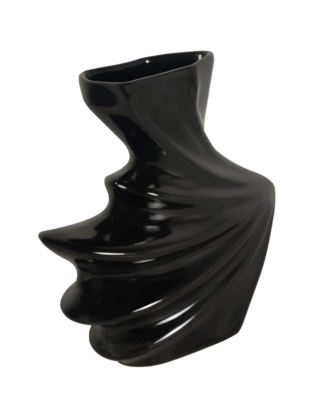 LASAKI Mayur Black Ceramic Flower Vase