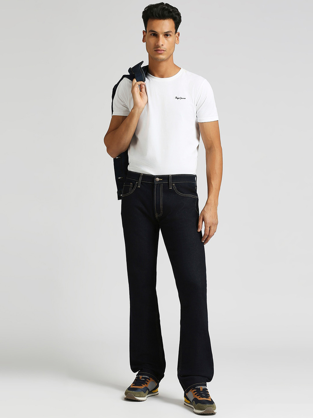 Pepe Jeans Men Holborne Mid Rise Straight Leg Stretchable Jeans