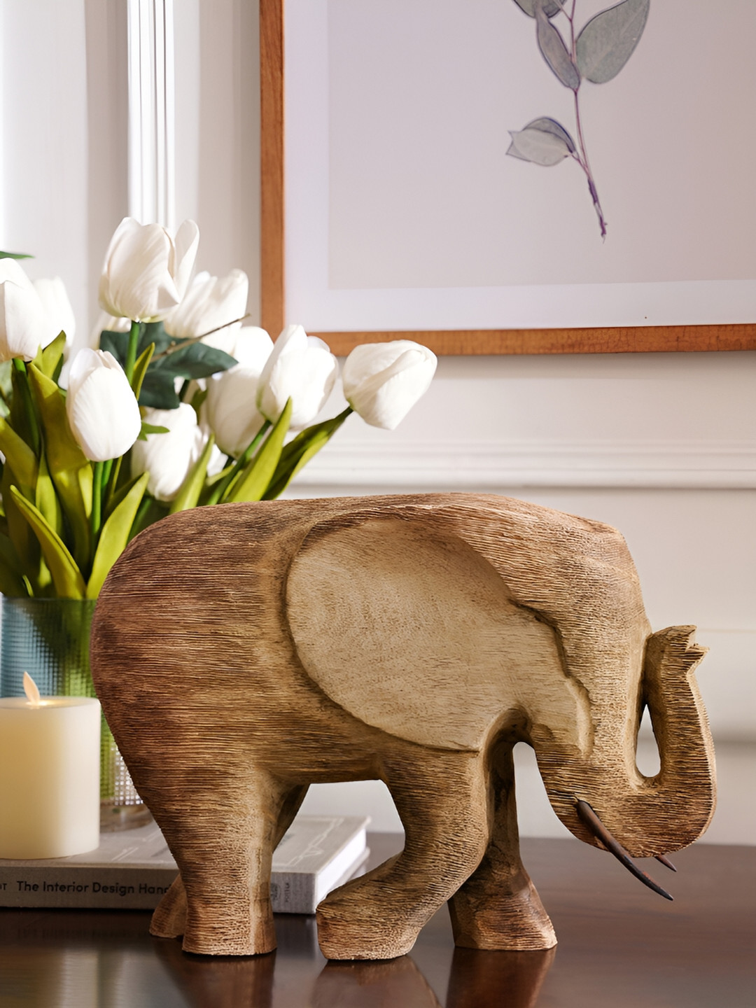Pure Home and Living Elephant Brown Wood Natural Living Room Medium Showpiece - 9.8 Inches