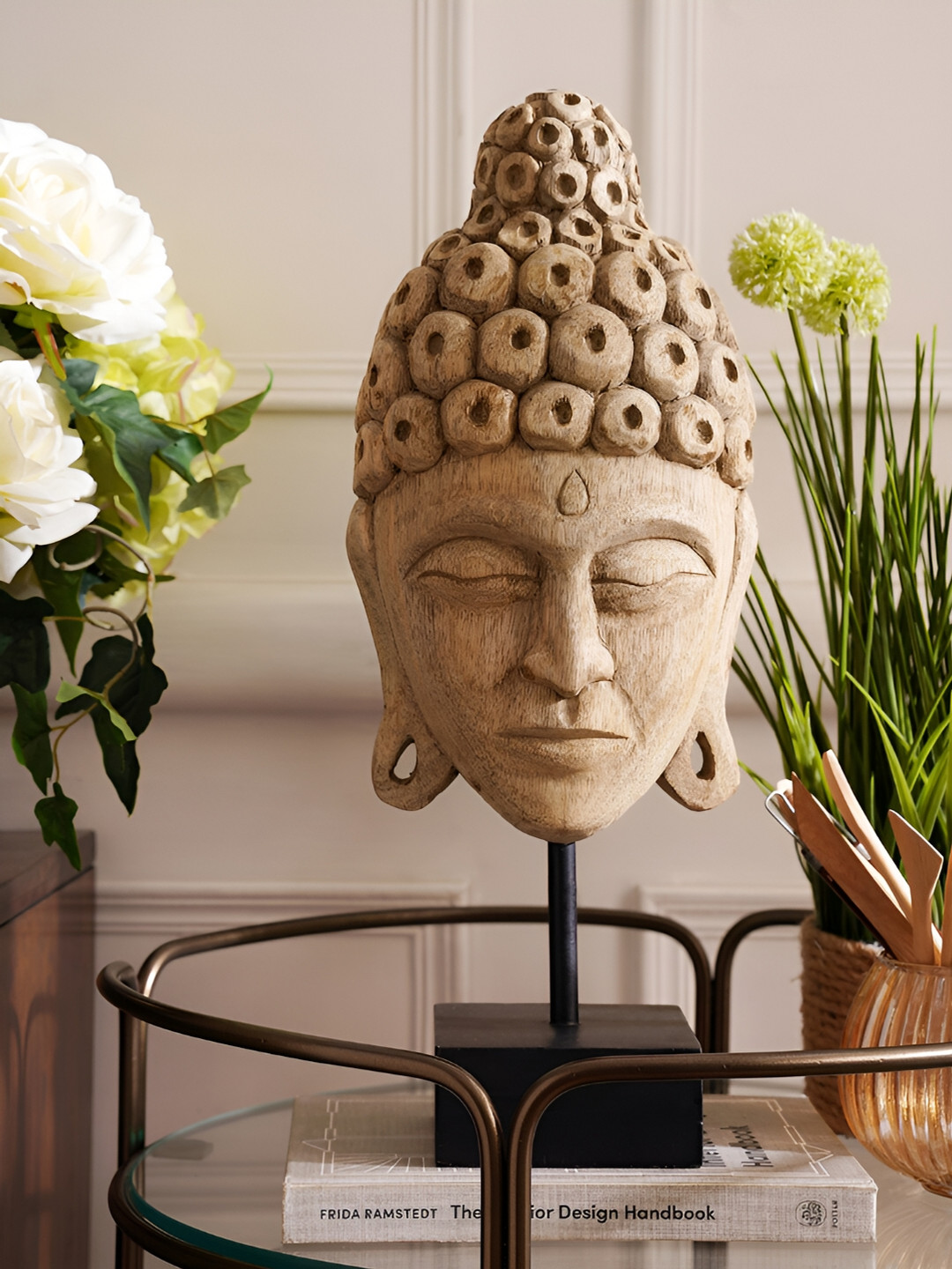 Pure Home and Living Buddha Brown Wood Natural Home Office Medium Showpiece - 19.1 Inches