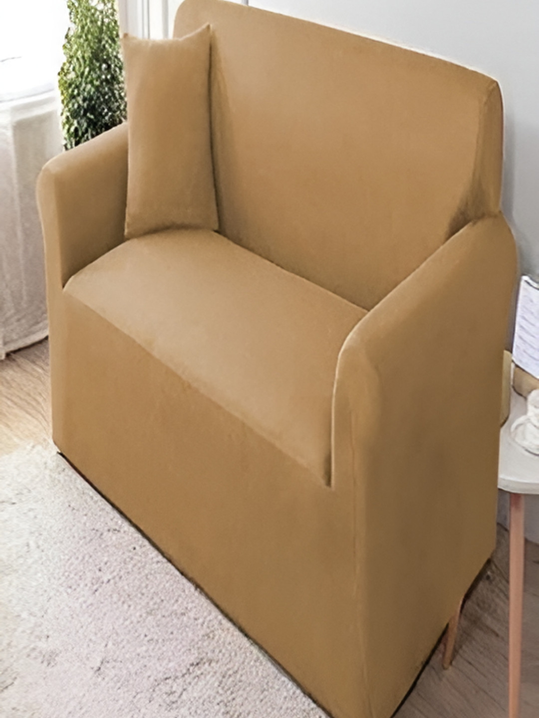 TONY STARK Camel Brown 1 Seater Sofa Cover With Arms
