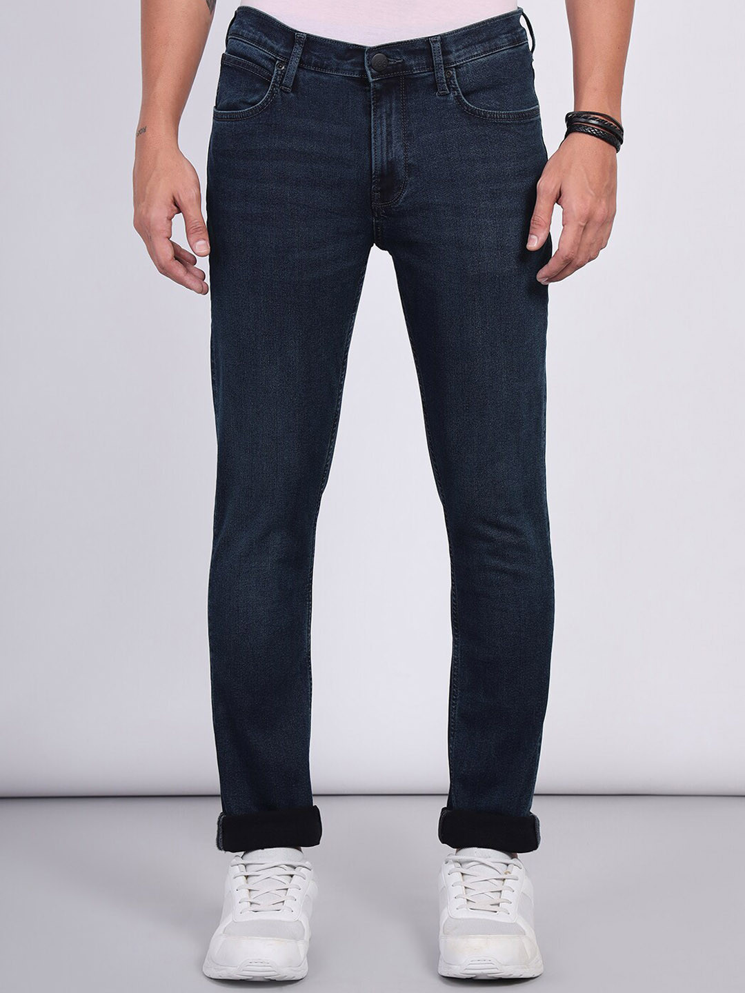 Lee Men Classic Bruce Skinny Fit Mid-Rise Clean Look Light Fade Stretchable Jeans