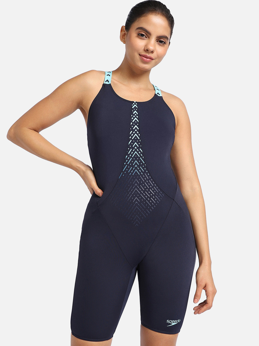 Speedo Abstract Printed Shoulder Straps Racerback Legsuit